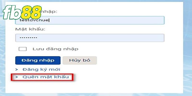Sẽ có dòng quên mật khẩu ngay tại màn hình đăng nhập FB88